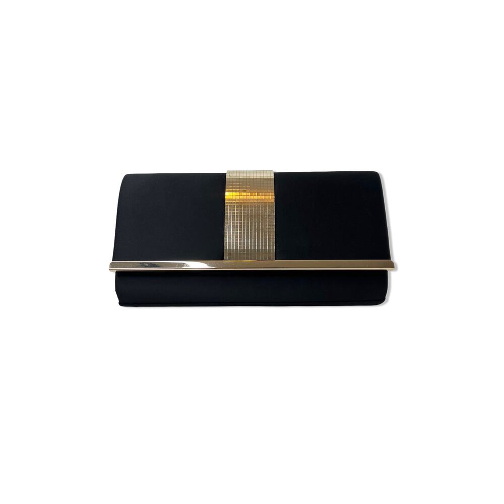 Black Satin Purse w/ Mirrored Gold